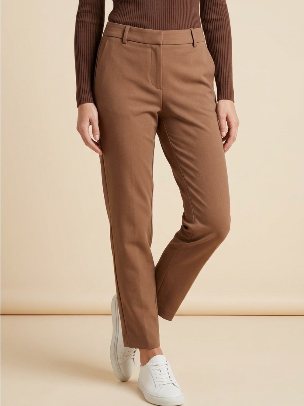 Liverpool Los Angeles Tailored Brown Ponte Ankle Pants - Women